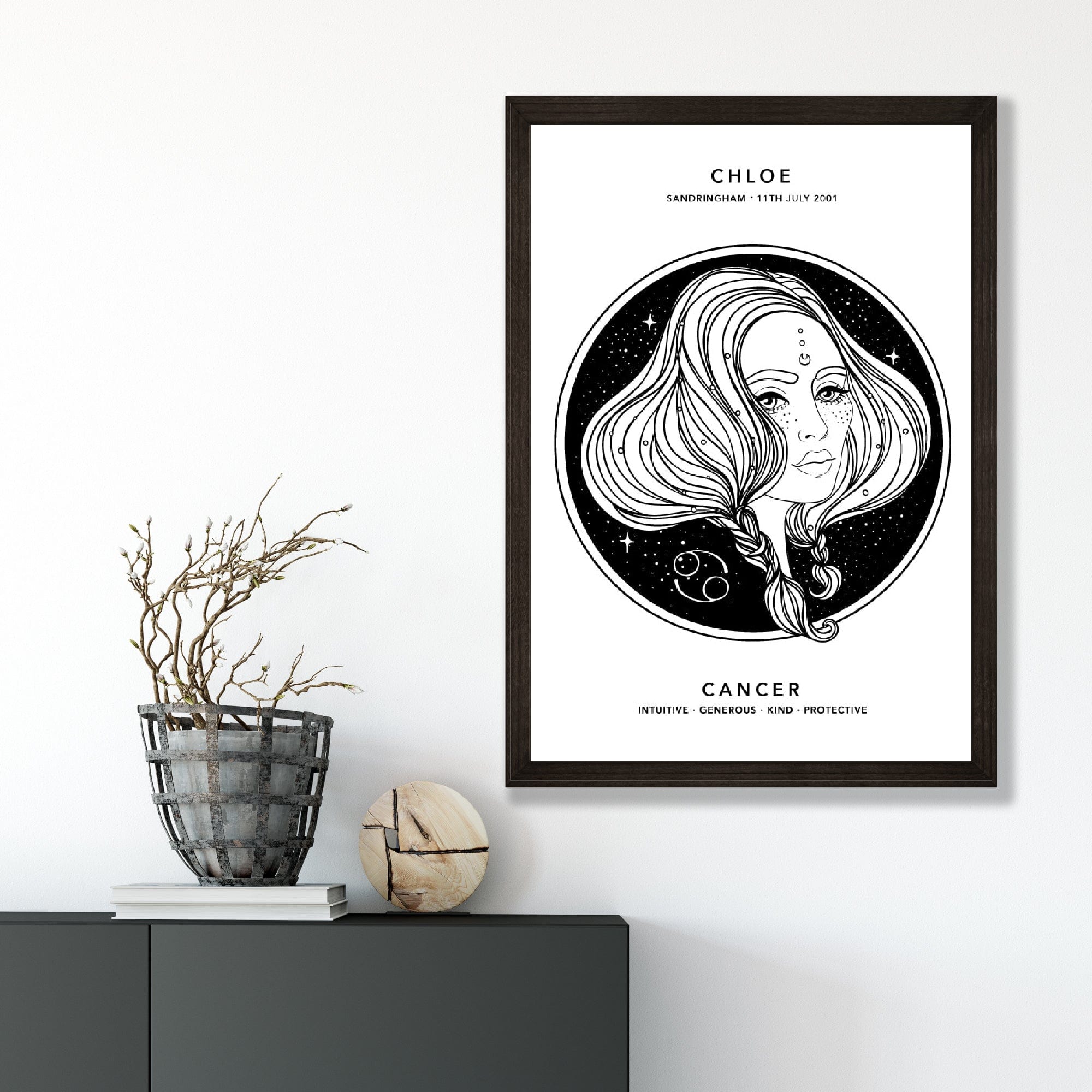 KREBS - Personalized Zodiac Girl Art Print | Bowlift