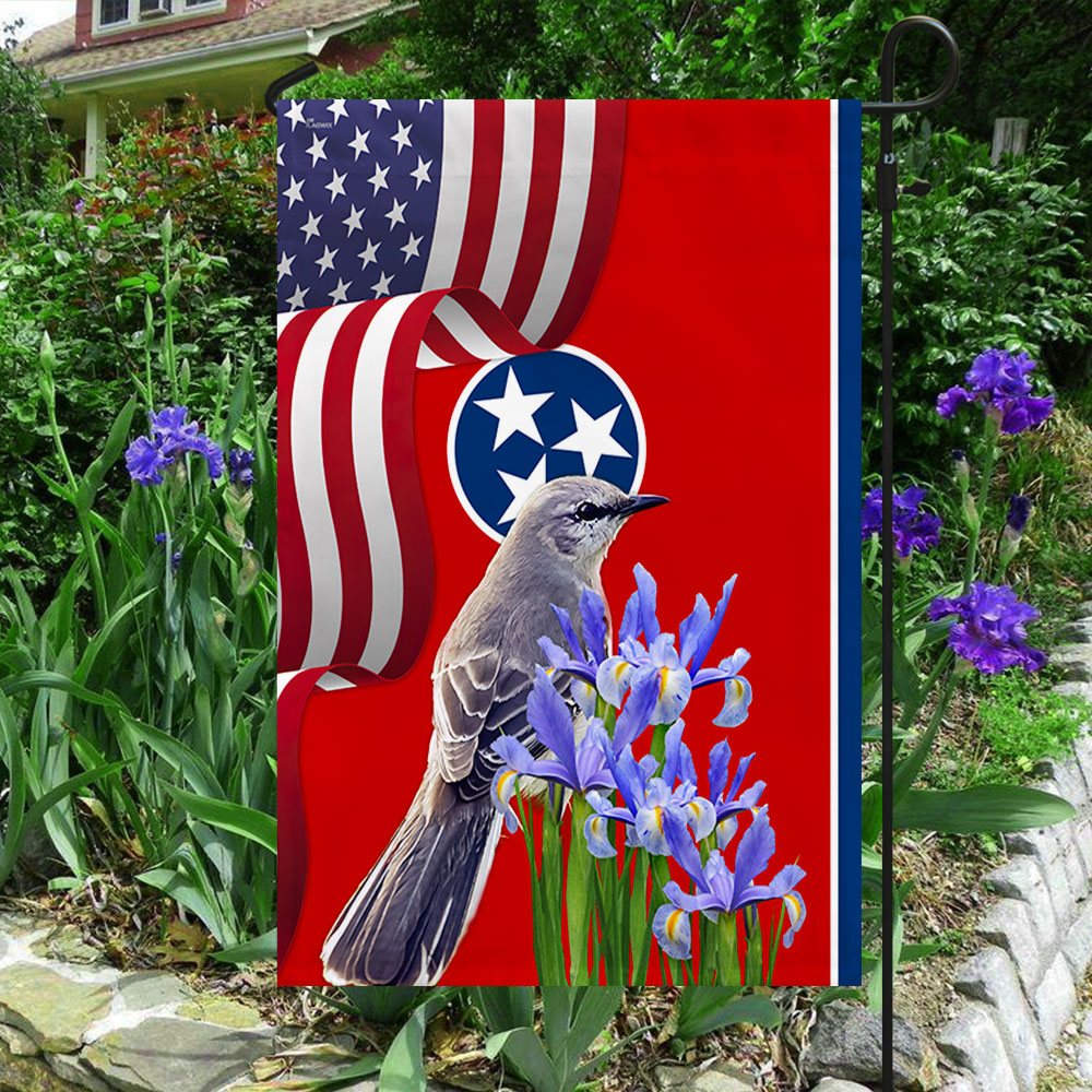 Tennessee State Mockingbird and Iris Flower Flag 3-Day Shipping