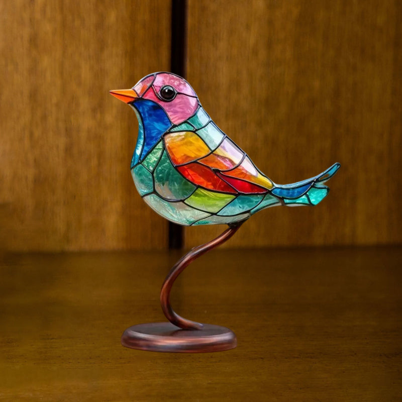 Bunte Glasornamente Vögel auf Zweigen | Brehn
