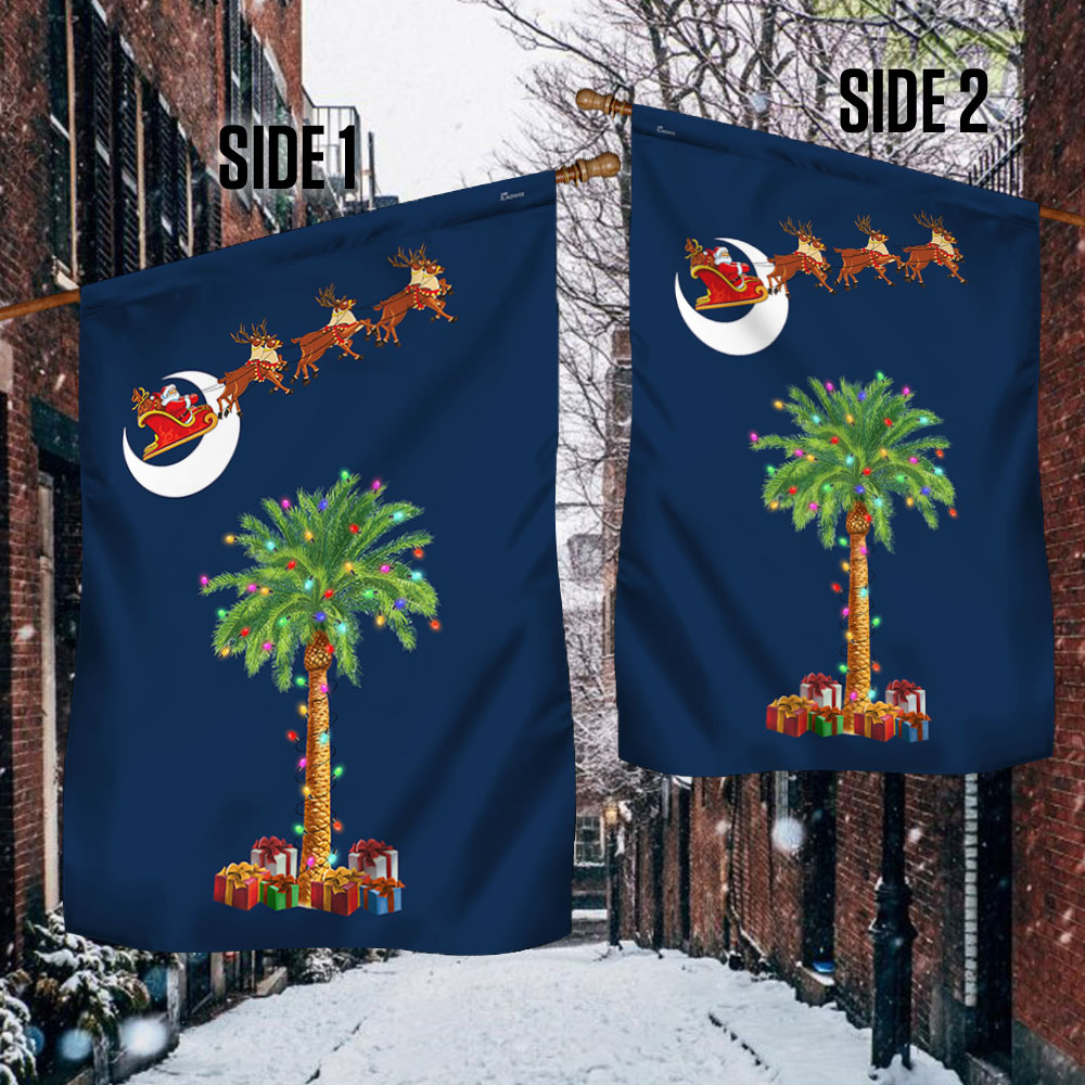 South Carolina Christmas Flag Santa Palmetto Tree