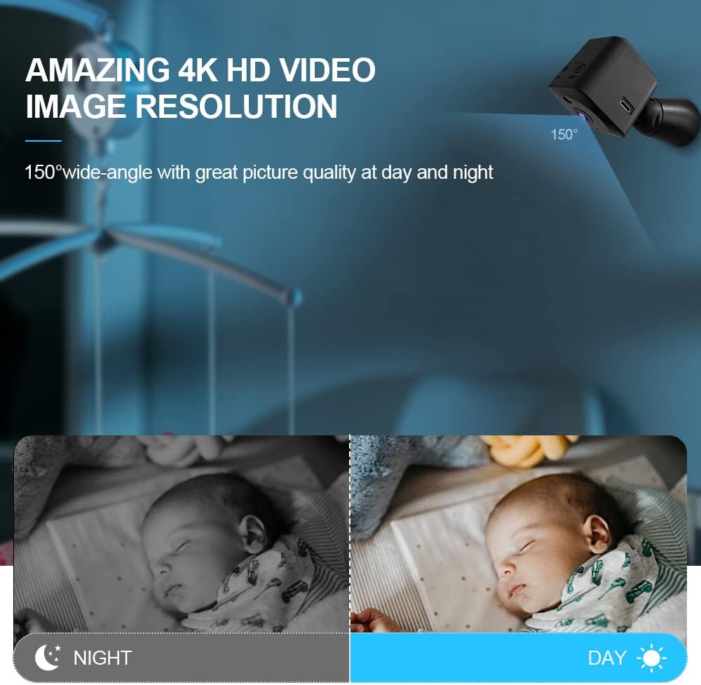 Mini Security Camera 4K WiFi Hidden Indoor Cam with Night Vision