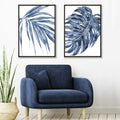 Blue Monstera Papyrus Watercolor Frame Set of 2 Art Prints | Bowlift