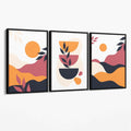 Boho Vibrant Pink Orange Set of 3 Canvas Prints | Bowlift