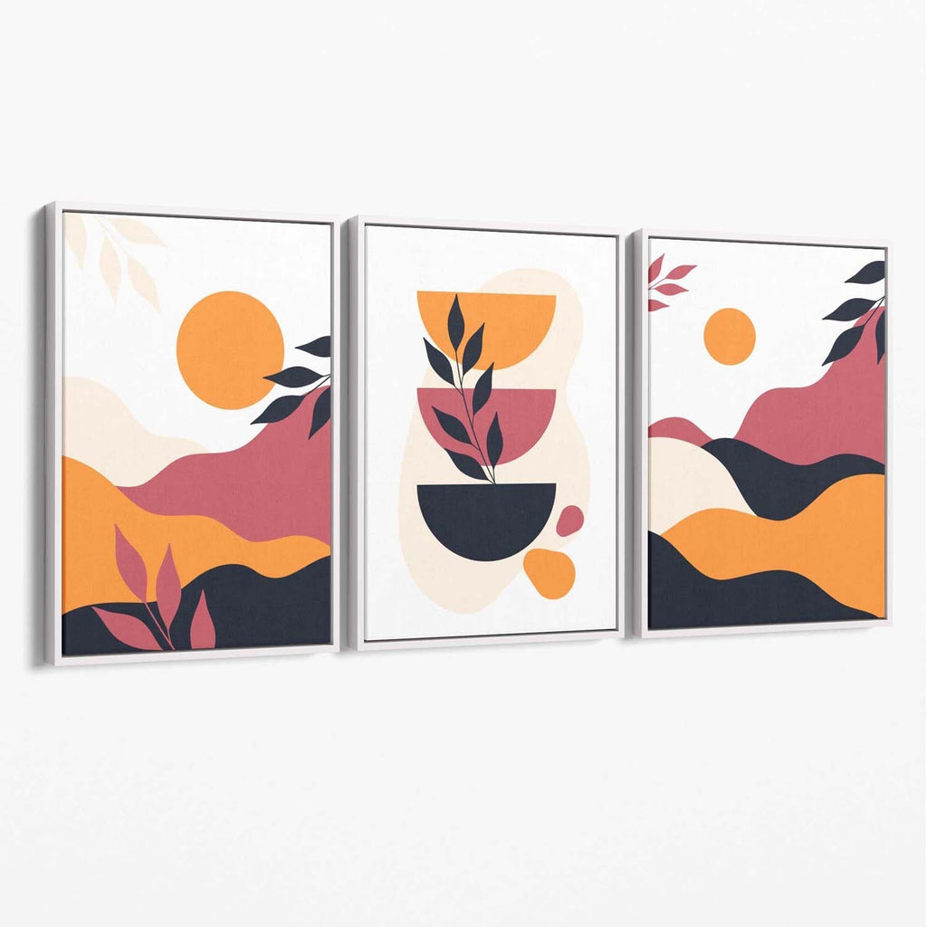 Boho Vibrant Pink Orange Set of 3 Canvas Prints | Bowlift