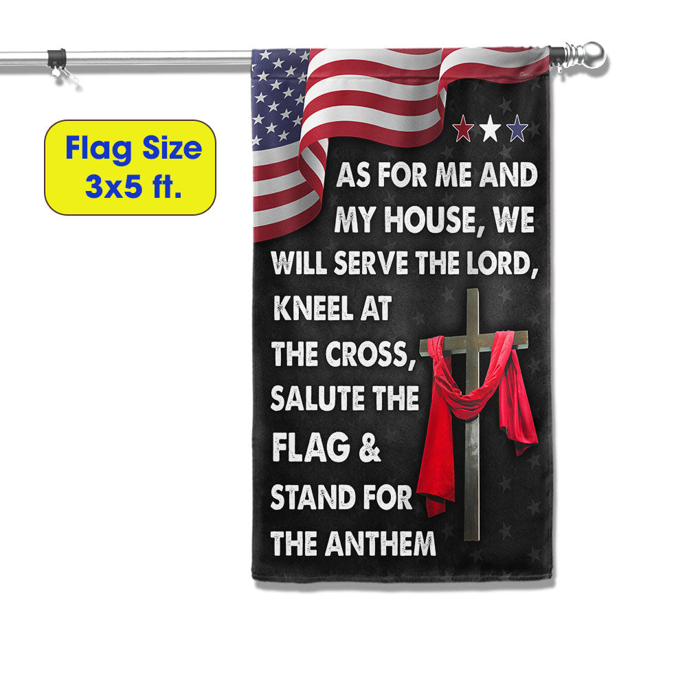 Jesus Cross American Flag As For Me And My House We Will Serve The Lord Flag  3-Day Shipping