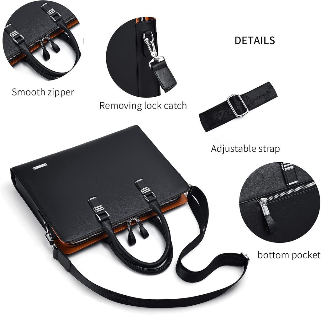 Genuine Leather Multi-Compartment Business Briefcase for Professionals