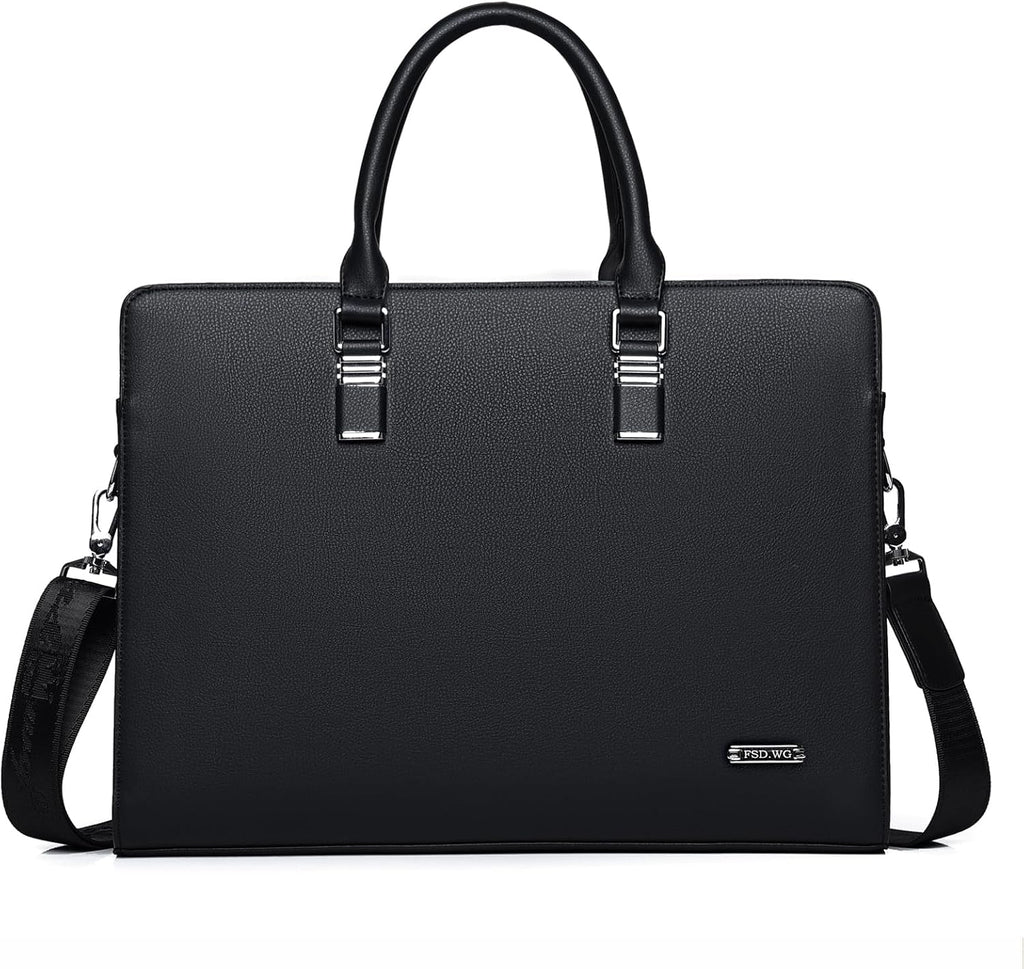Genuine Leather Multi-Compartment Business Briefcase for Professionals