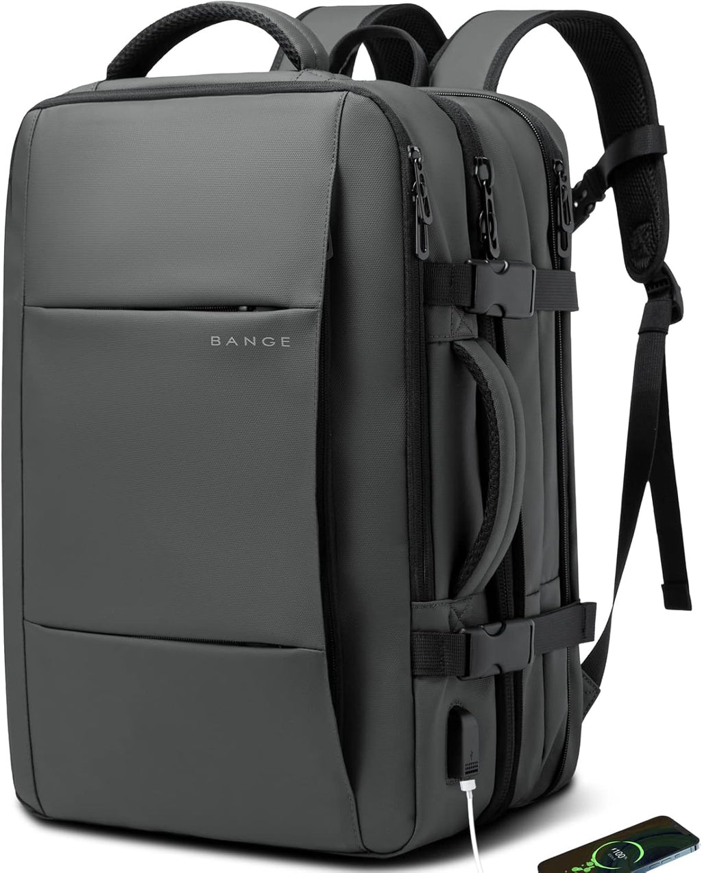 Expandable 26–45L Waterproof Travel Backpack with Laptop Sleeve & Duffle Carry