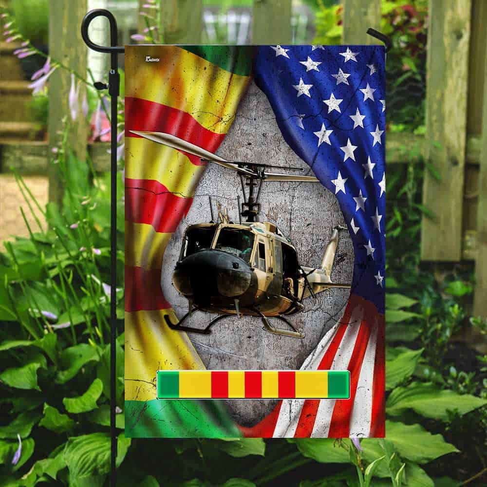 Huey Helicopter Vietnam Veteran Lest We Forget Flag, Veterans Day Flag