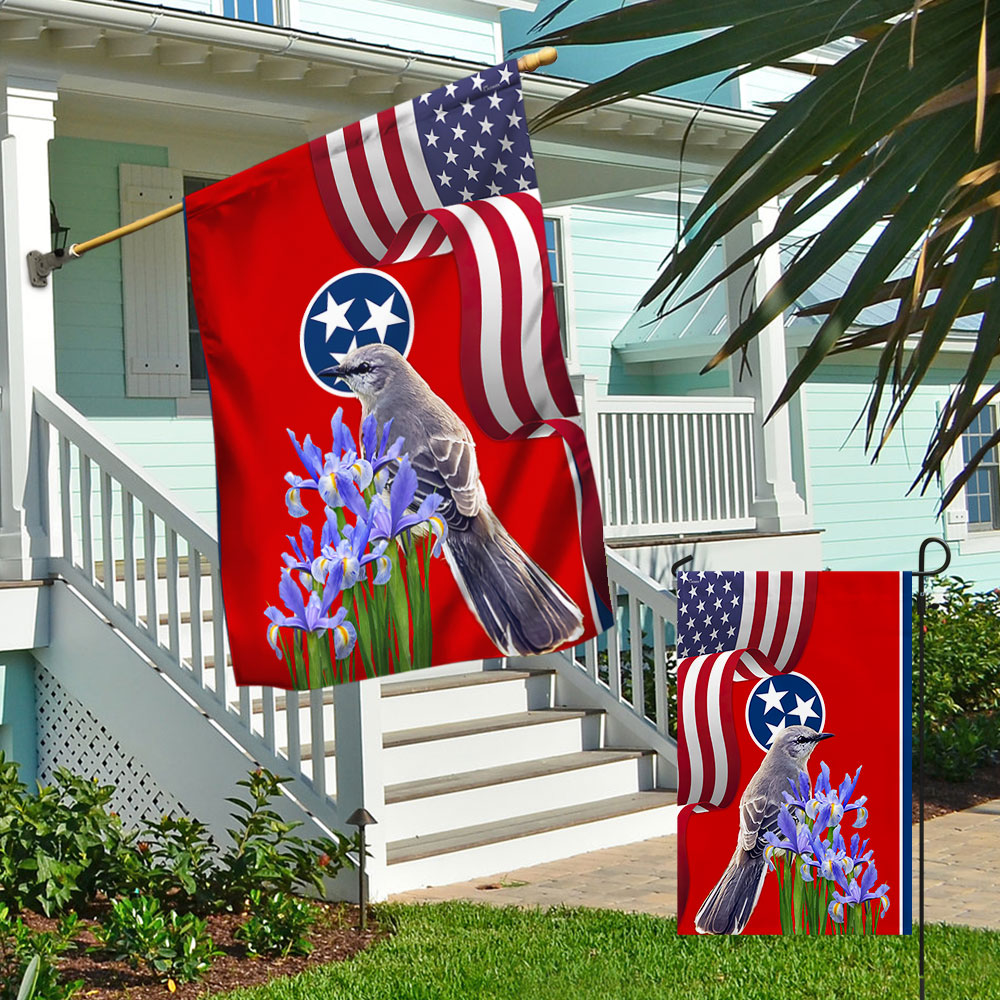 Tennessee State Mockingbird and Iris Flower Flag 3-Day Shipping