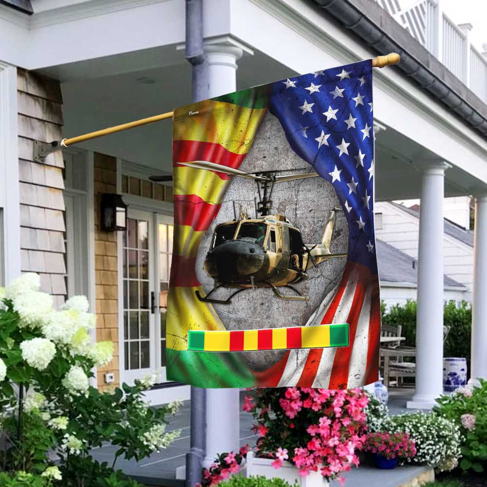 Huey Helicopter Vietnam Veteran Lest We Forget Flag, Veterans Day Flag