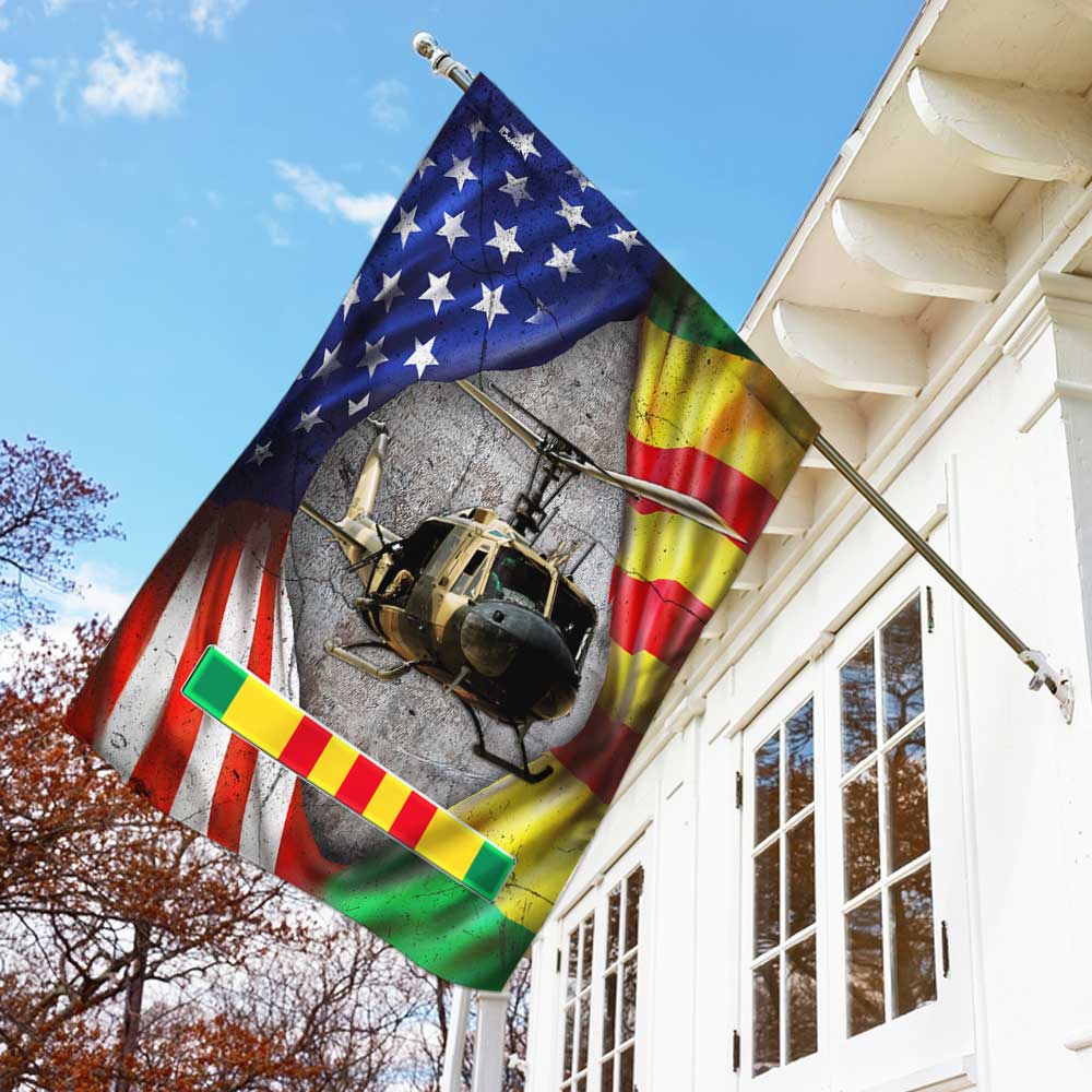 Huey Helicopter Vietnam Veteran Lest We Forget Flag, Veterans Day Flag
