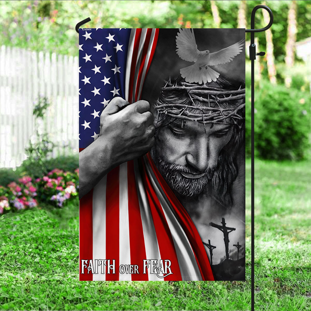 Jesus Flag Faith Over Fear God Jesus Flag, Double Side Print, 3-Day Shipping