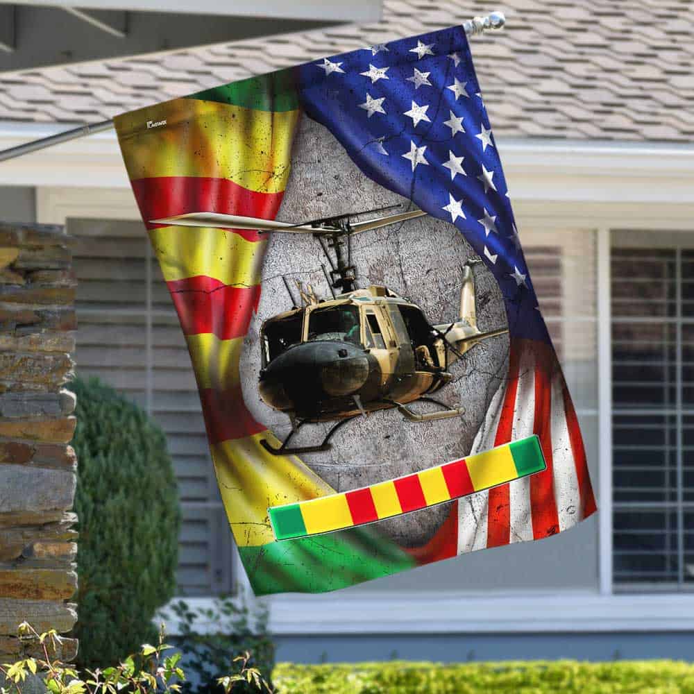 Huey Helicopter Vietnam Veteran Lest We Forget Flag, Veterans Day Flag