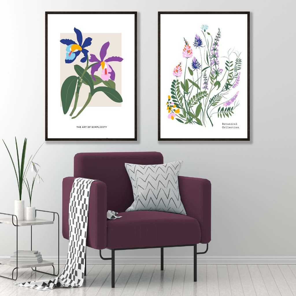 Colorful Spring Flowers Illustration Framed Set of 2 Art Prints | Bowlift