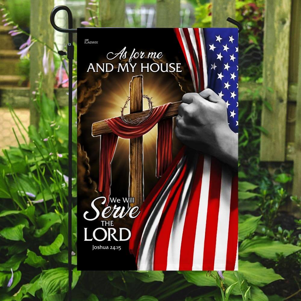 Jesus Christian Flag, As For Me And My Hous, We Will Serve The Lord
