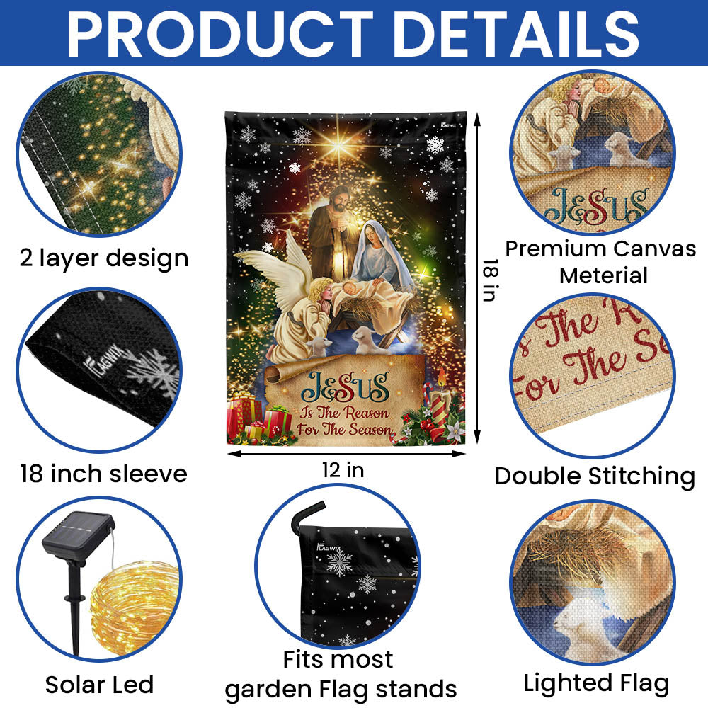 Jesus Christmas Flag Jesus Is The Reason For The Season Christmas Solar LED Garden Flag