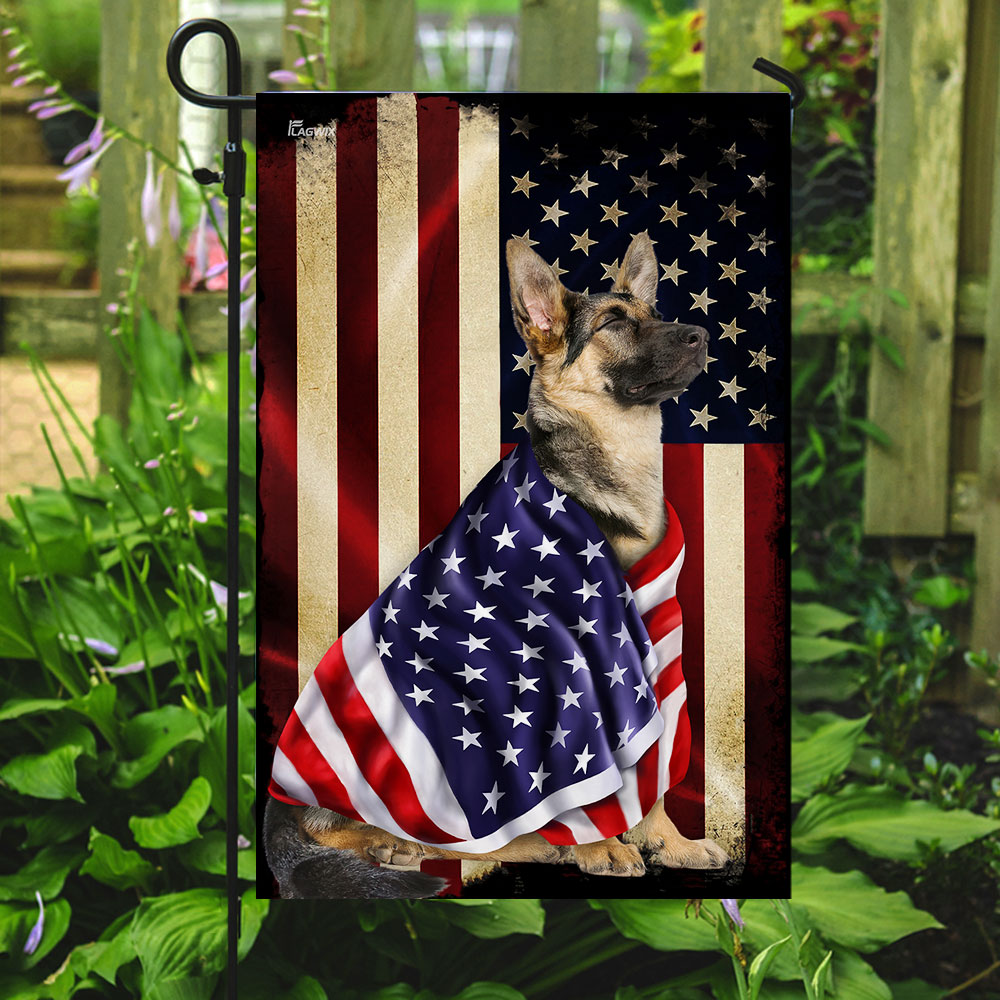 German Shepherd American Patriot Wrapped in Glory Flag