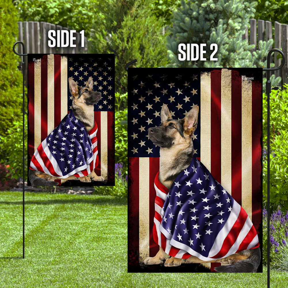 German Shepherd American Patriot Wrapped in Glory Flag