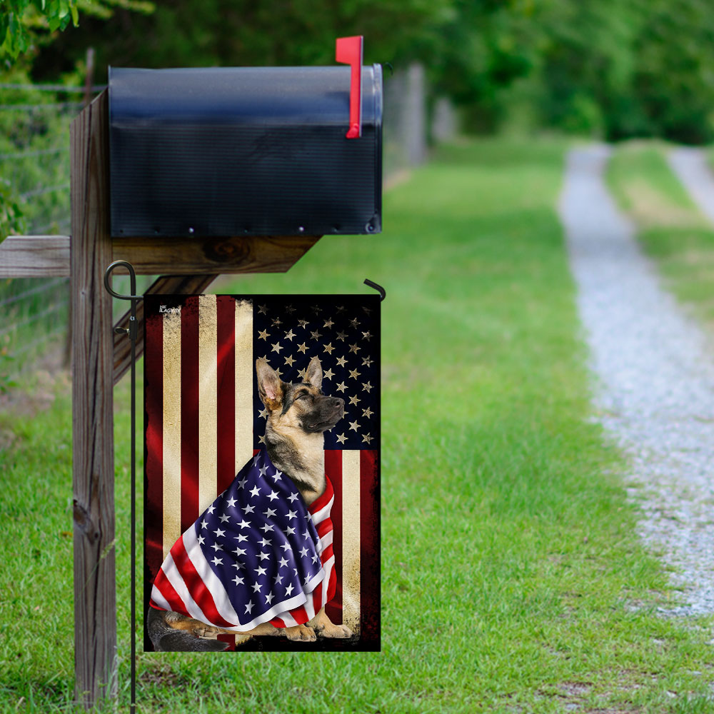 German Shepherd American Patriot Wrapped in Glory Flag