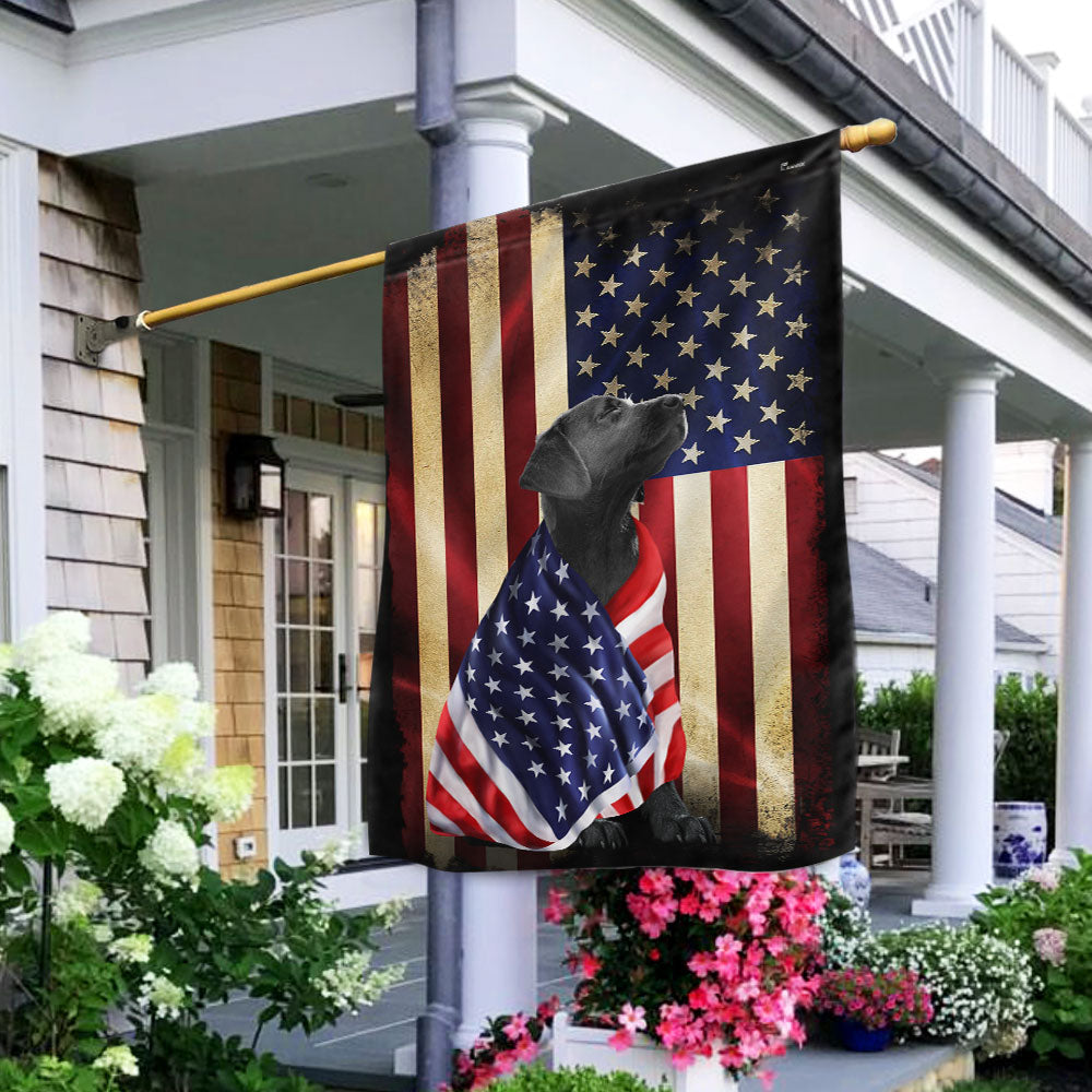Black Labrador Retriever American Patriot Wrapped in Glory Flag 3-Day Shipping