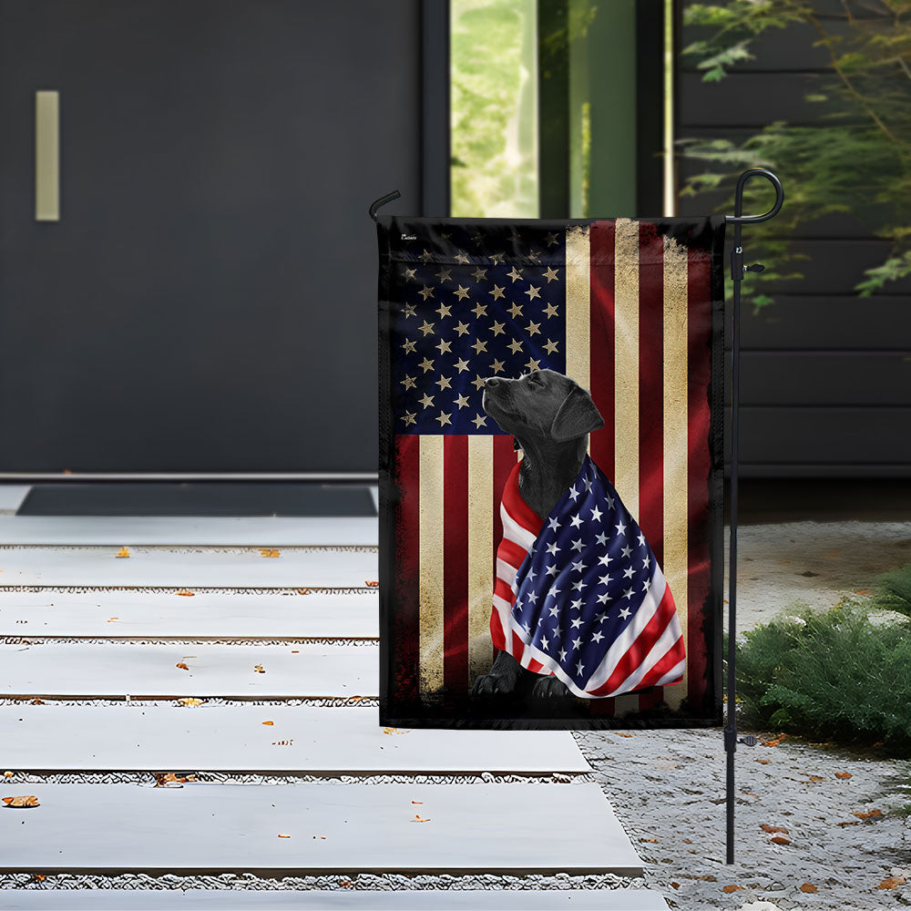 Black Labrador Retriever American Patriot Wrapped in Glory Flag 3-Day Shipping