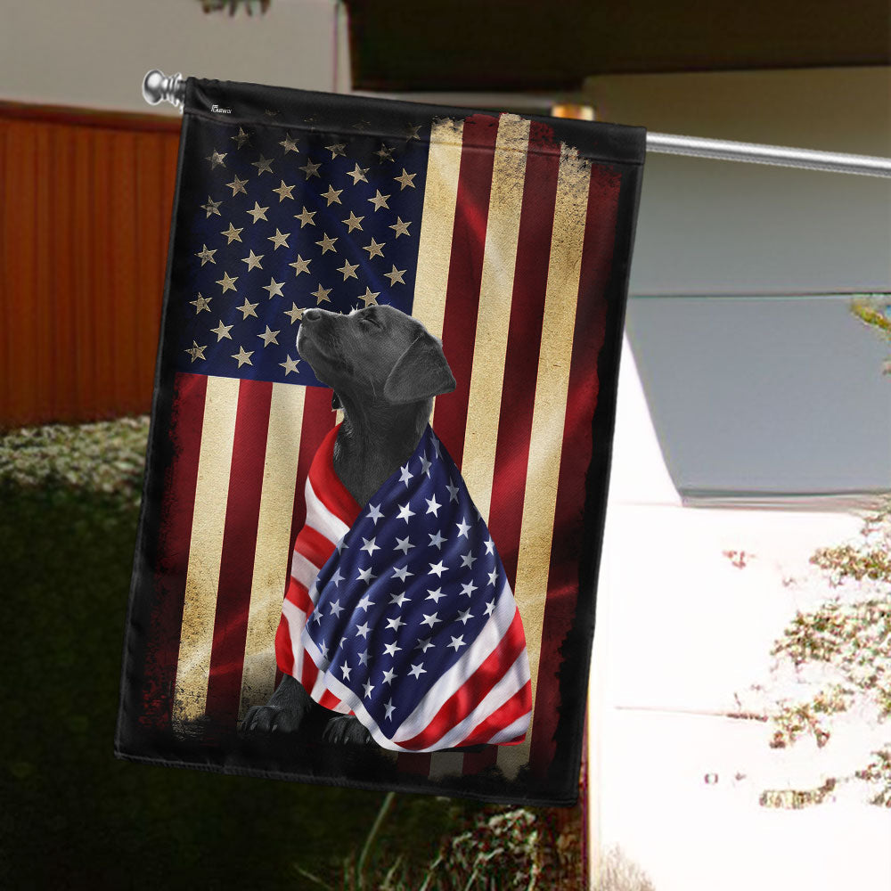 Black Labrador Retriever American Patriot Wrapped in Glory Flag 3-Day Shipping