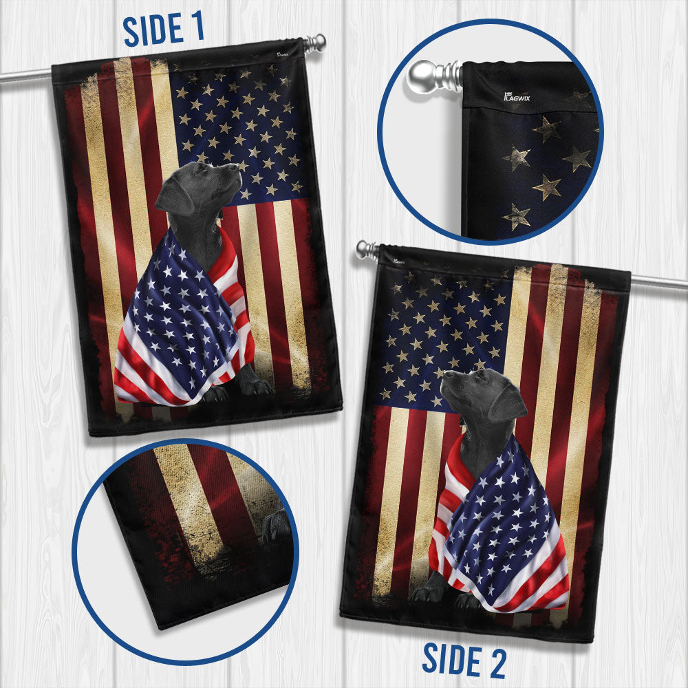 Black Labrador Retriever American Patriot Wrapped in Glory Flag 3-Day Shipping