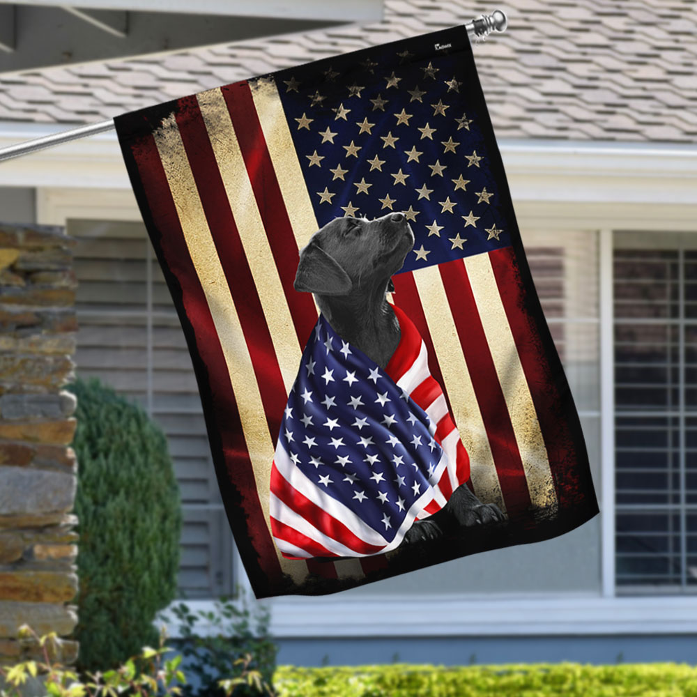 Black Labrador Retriever American Patriot Wrapped in Glory Flag 3-Day Shipping