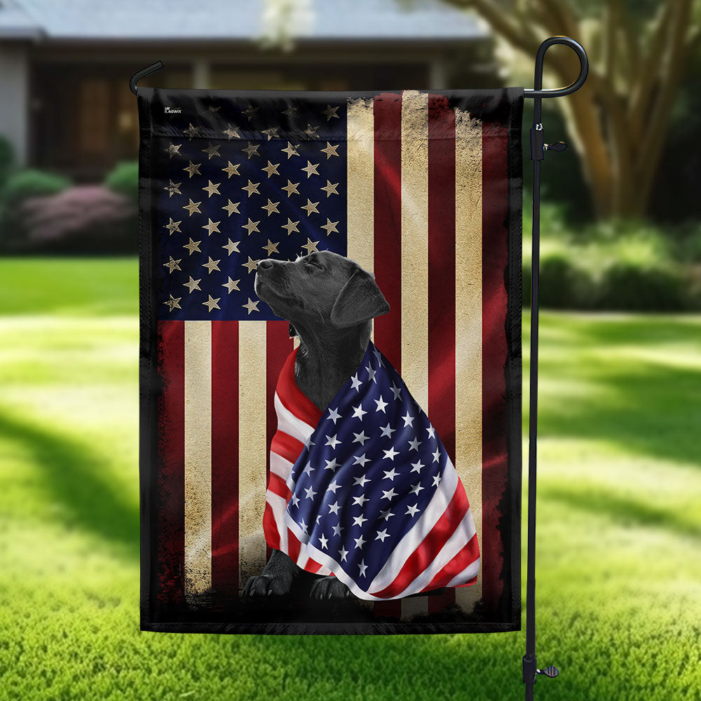 Black Labrador Retriever American Patriot Wrapped in Glory Flag 3-Day Shipping