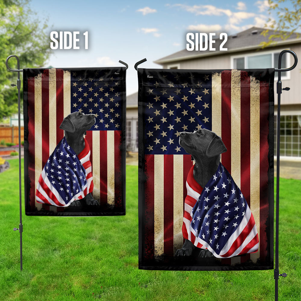 Black Labrador Retriever American Patriot Wrapped in Glory Flag 3-Day Shipping