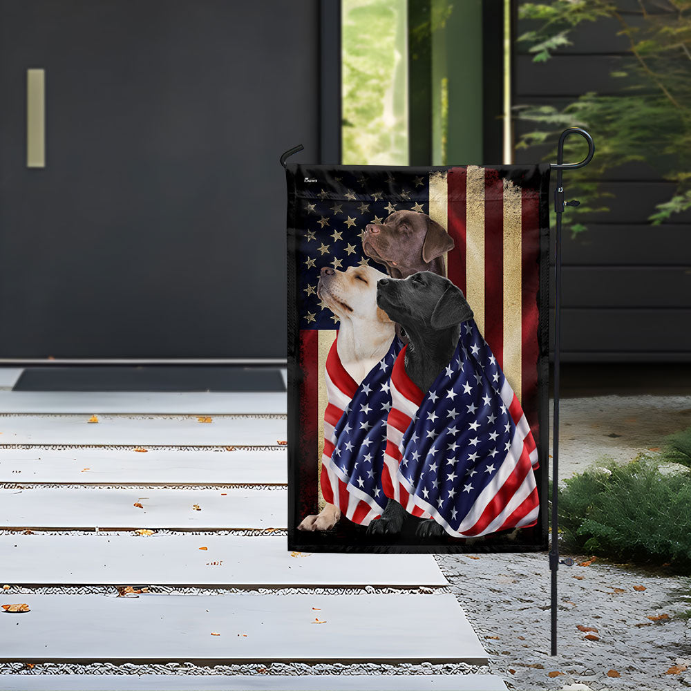 Labrador Retriever Dogs American Patriot Wrapped in Glory Flag 3-Day Shipping