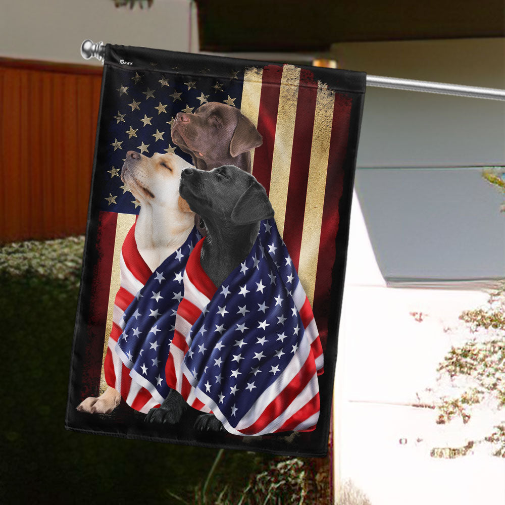 Labrador Retriever Dogs American Patriot Wrapped in Glory Flag 3-Day Shipping