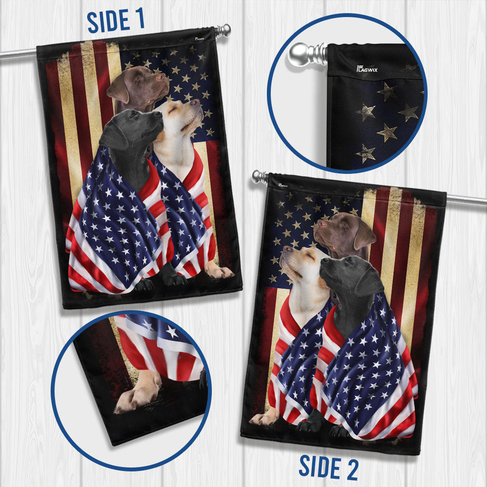 Labrador Retriever Dogs American Patriot Wrapped in Glory Flag 3-Day Shipping