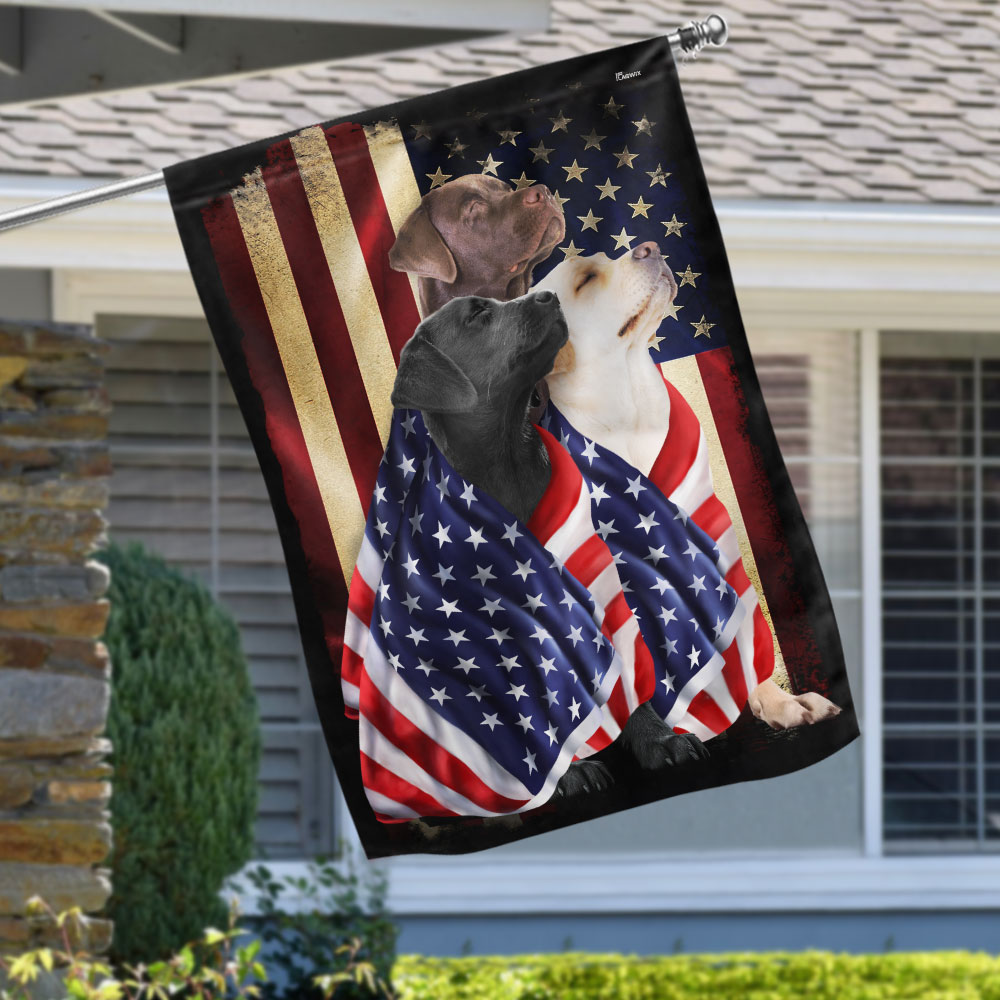 Labrador Retriever Dogs American Patriot Wrapped in Glory Flag 3-Day Shipping
