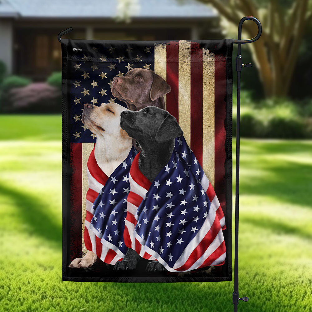 Labrador Retriever Dogs American Patriot Wrapped in Glory Flag 3-Day Shipping