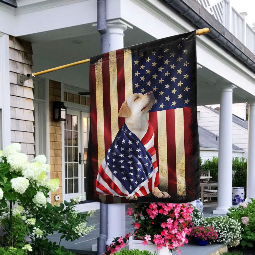 Yellow Labrador Retriever American Patriot Flag 3-Day Shipping