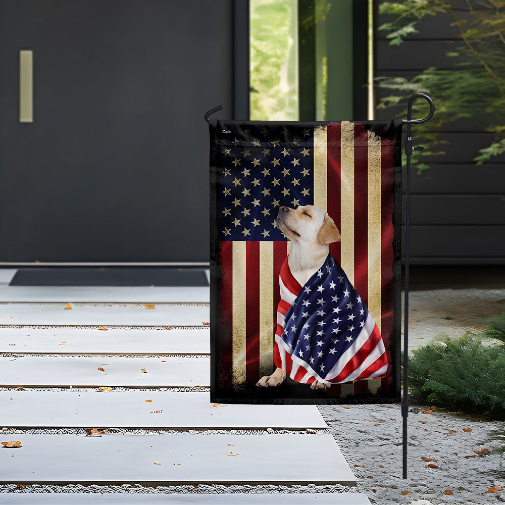 Yellow Labrador Retriever American Patriot Flag 3-Day Shipping