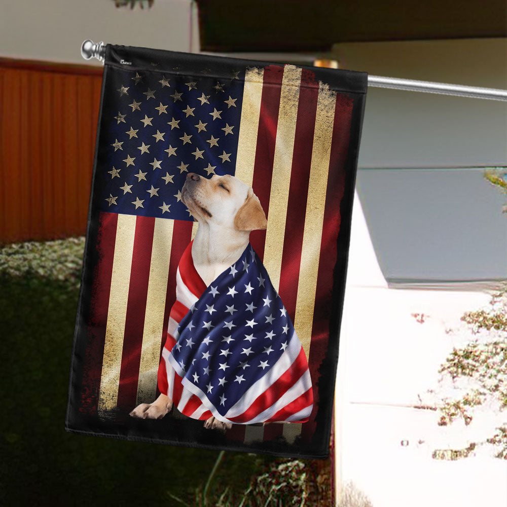 Yellow Labrador Retriever American Patriot Flag 3-Day Shipping
