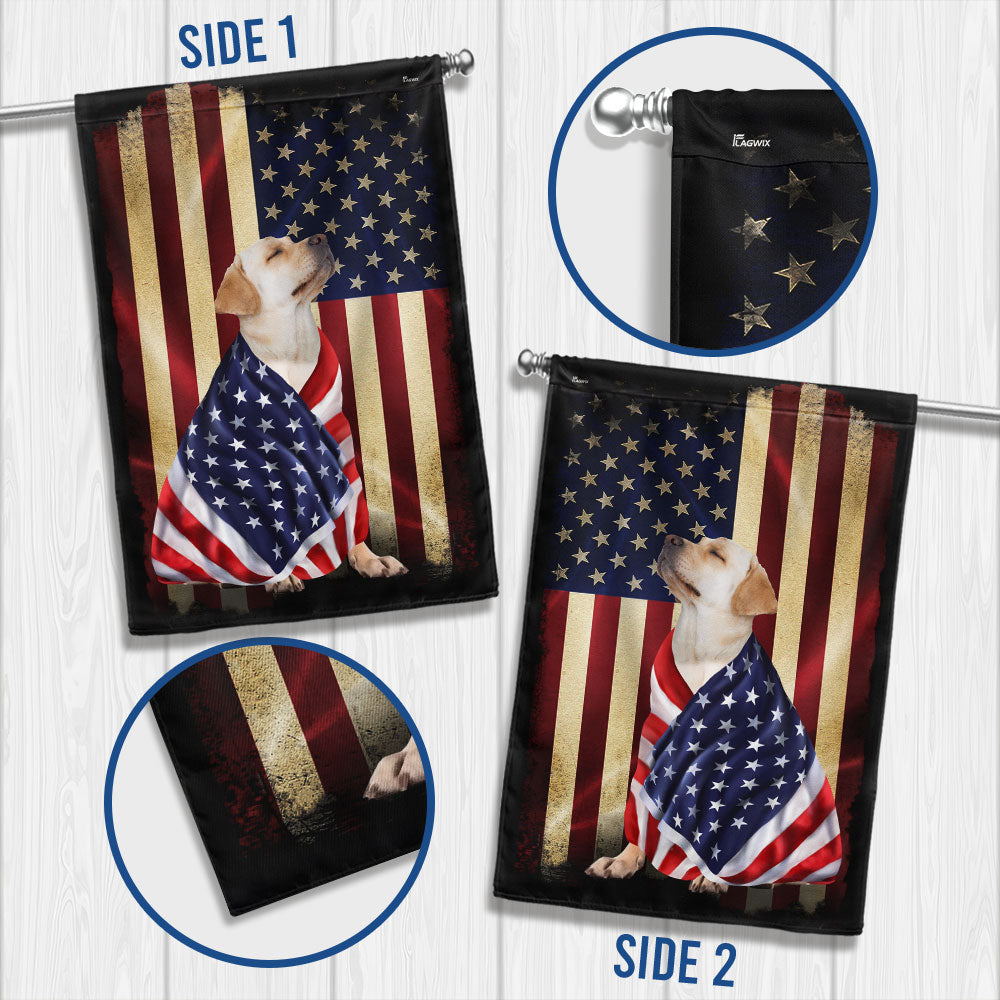 Yellow Labrador Retriever American Patriot Flag 3-Day Shipping