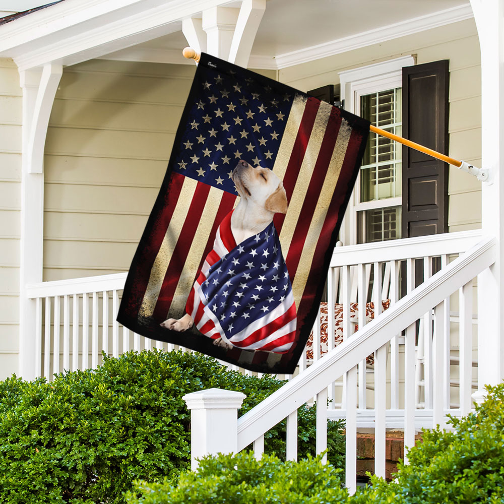 Yellow Labrador Retriever American Patriot Flag 3-Day Shipping