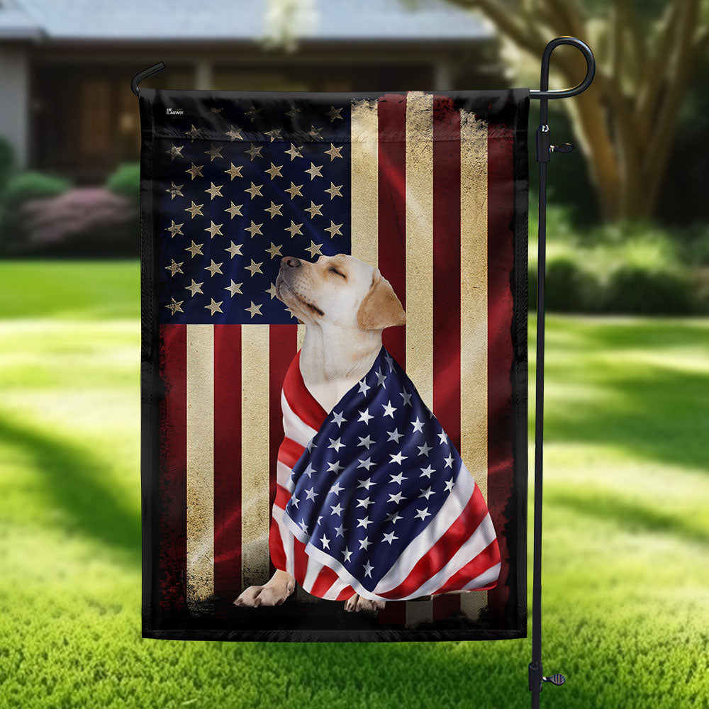 Yellow Labrador Retriever American Patriot Flag 3-Day Shipping