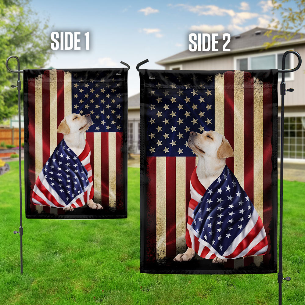 Yellow Labrador Retriever American Patriot Flag 3-Day Shipping