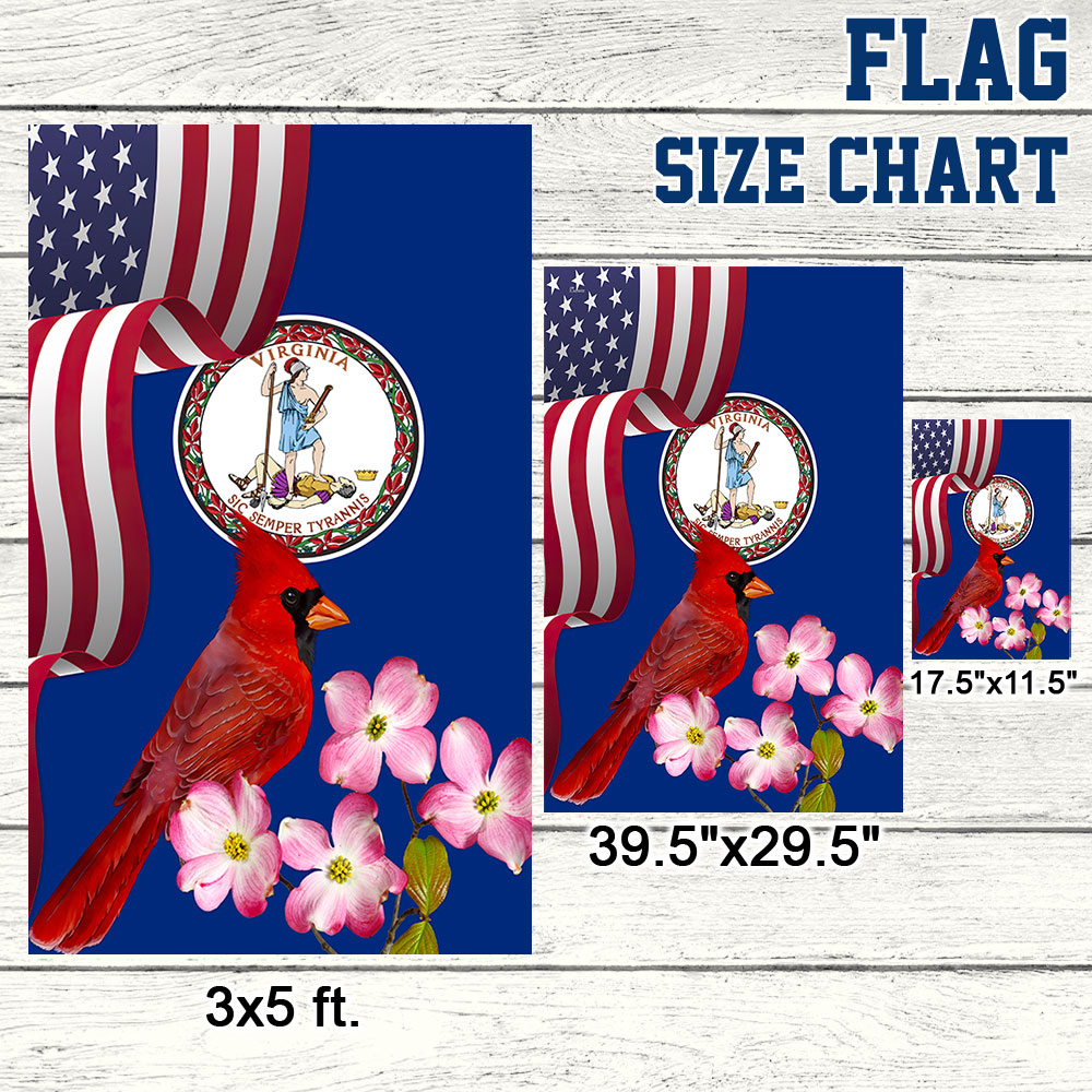 Virginia State Cardinal and Dogwood Flower Flag, heavy duty flag