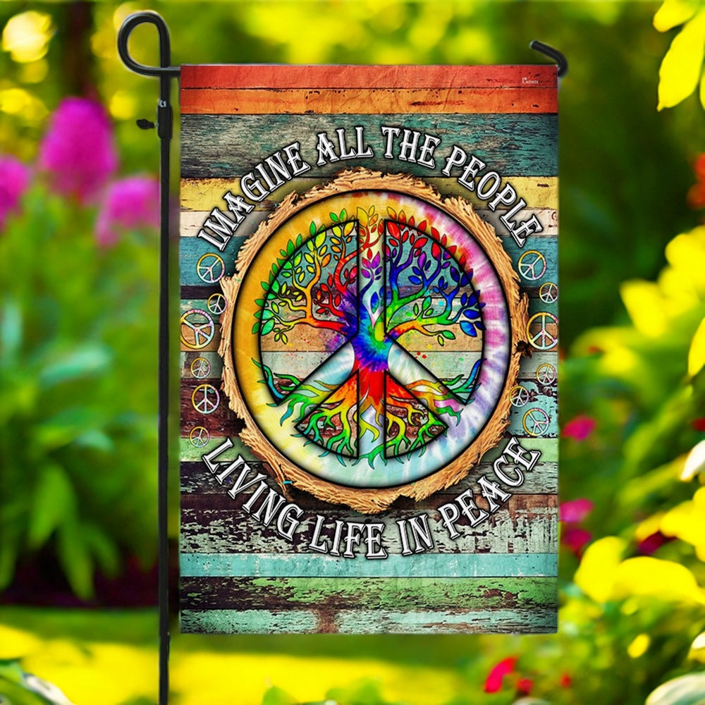 Woodstock Flag - Hippie Flag - Imagine All The People Living Life In Peace Flag