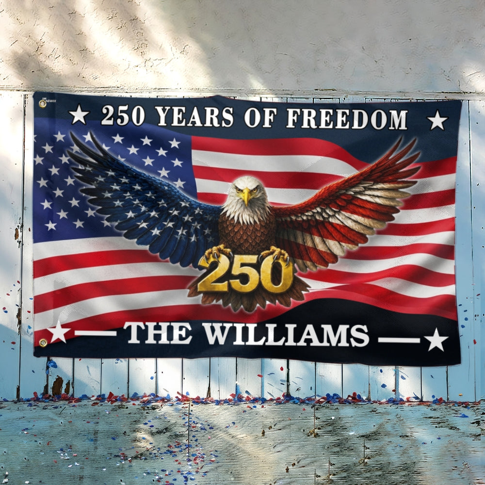 Custom American Flag, Personalized 250 Years of Freedom Grommet Flag
