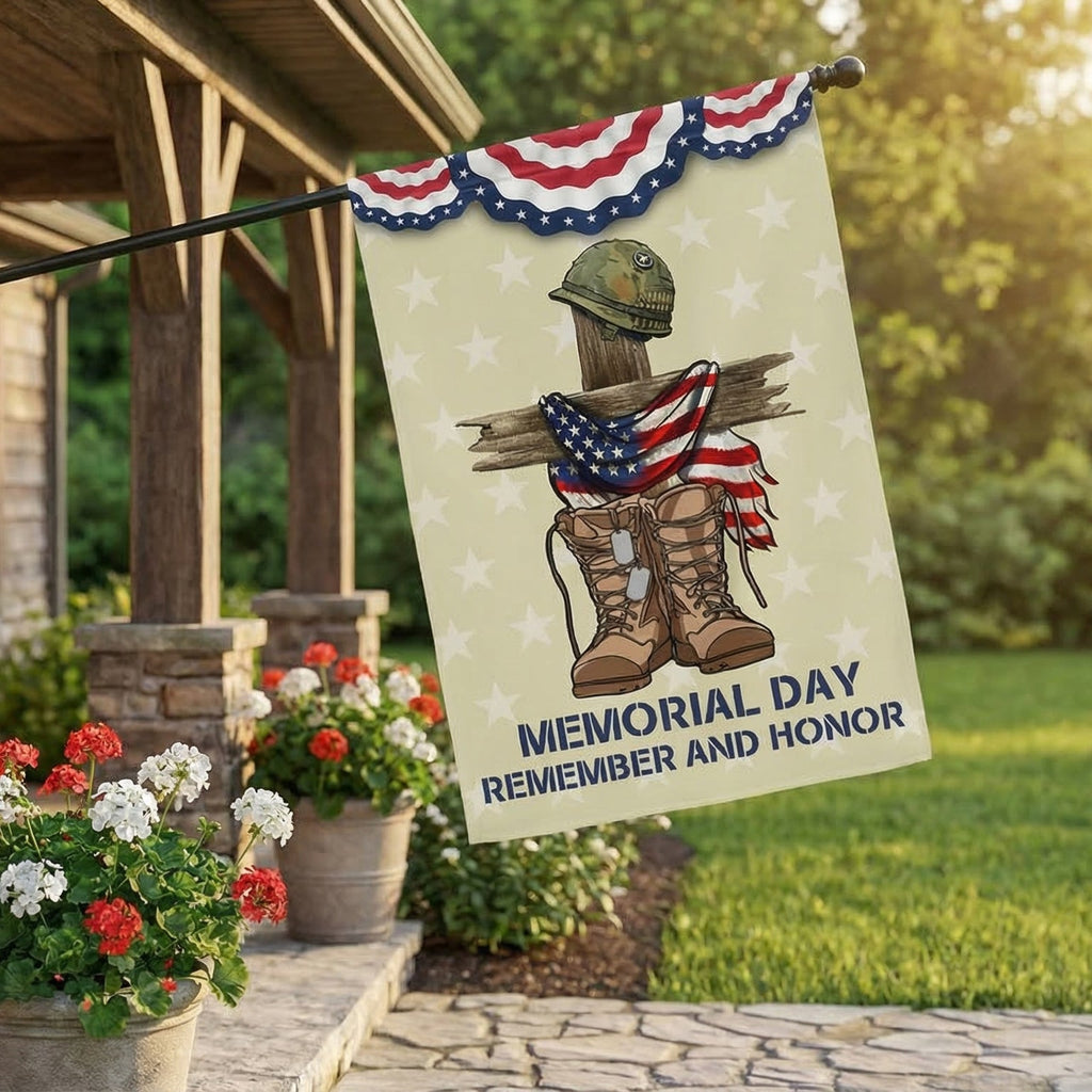 Memorial Day Flag Remember and Honor flag, Double side printed