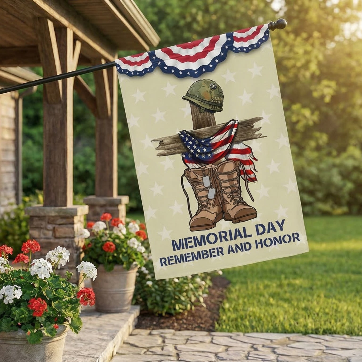 Memorial Day Flag Remember and Honor flag, Double side printed