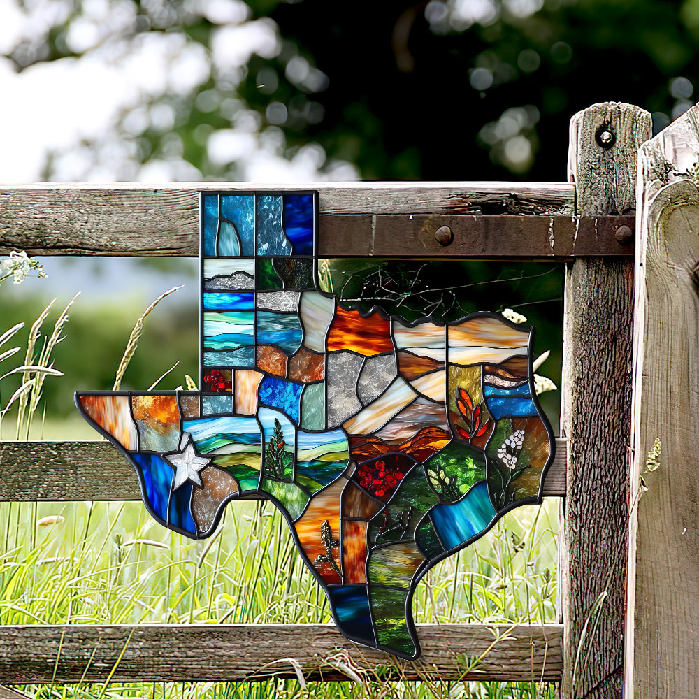 Texas Map Hanging Metal Sign, Wall Art