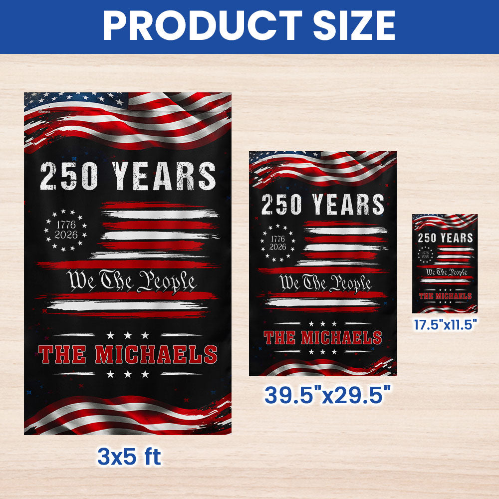 Personalized 250 Years of Freedom Semiquincentennial Decor, 1776 2026 Custom American Patriotic Flag